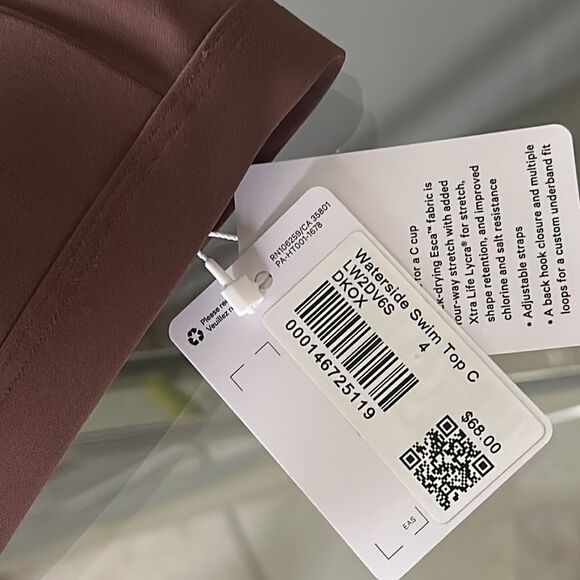 Lululemon Waterside Swim Top C Cup size 4 Dark Oxide NWT bikini‎ 🏝️ - Picture 5 of 5